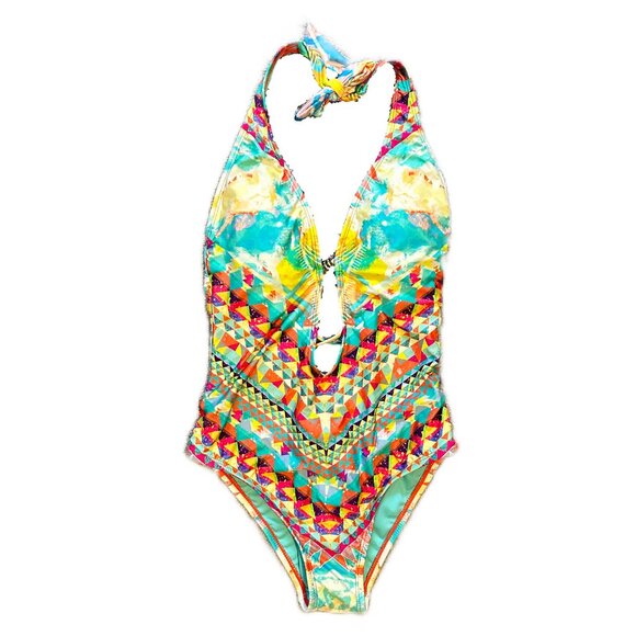 BAR III | Women’s One Piece Bathing Suit criss cross back | Multi Color |Size: S - Picture 2 of 13